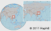 Gray Location Map of Xinning, highlighted parent region, within the entire country, hill shading