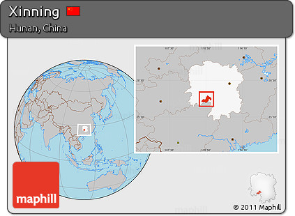 Gray Location Map of Xinning, highlighted parent region