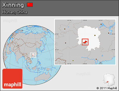 Gray Location Map of Xinning, highlighted parent region