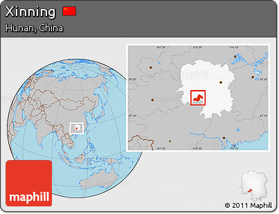 Gray Location Map of Xinning, highlighted parent region