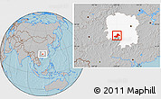 Gray Location Map of Xinning, highlighted parent region, hill shading