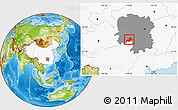 Physical Location Map of Xinning, highlighted country, highlighted parent region