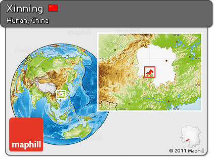 Physical Location Map of Xinning, highlighted parent region