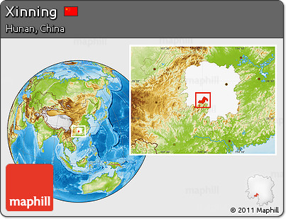 Physical Location Map of Xinning, highlighted parent region