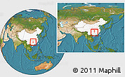 Satellite Location Map of Xinning, highlighted country, within the entire country