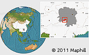 Satellite Location Map of Xinning, highlighted country, highlighted parent region