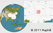 Satellite Location Map of Xinning, highlighted country