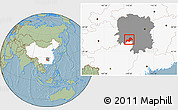 Savanna Style Location Map of Xinning, highlighted country, highlighted parent region, hill shading