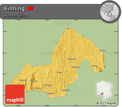 Savanna Style Map of Xinning, single color outside