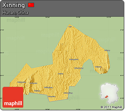 Savanna Style Map of Xinning, single color outside