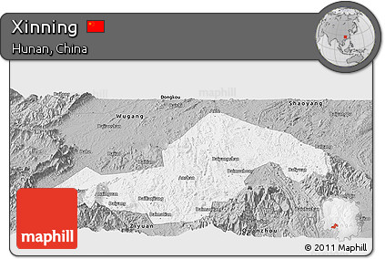 Gray Panoramic Map of Xinning