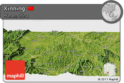 Satellite Panoramic Map of Xinning
