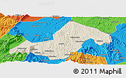 Shaded Relief Panoramic Map of Xinning, political outside