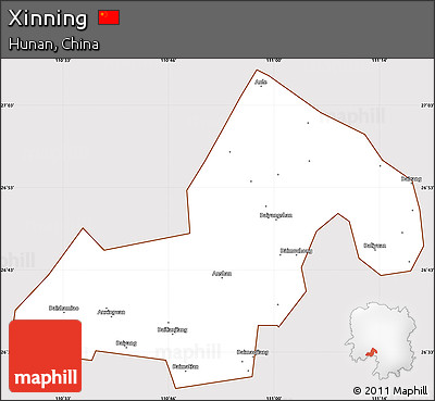 Classic Style Simple Map of Xinning, cropped outside
