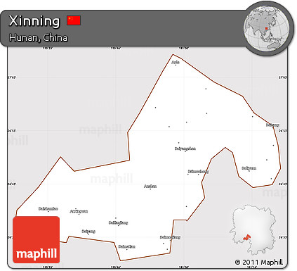 Classic Style Simple Map of Xinning, cropped outside