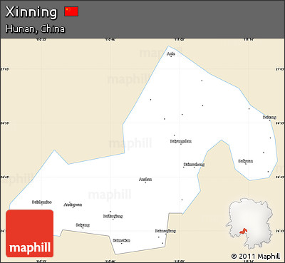 Classic Style Simple Map of Xinning, single color outside