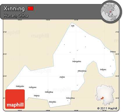 Classic Style Simple Map of Xinning, single color outside