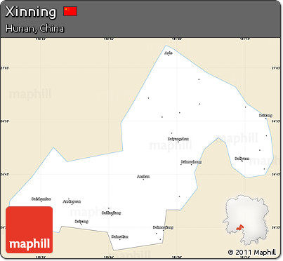 Classic Style Simple Map of Xinning, single color outside