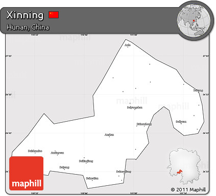 Silver Style Simple Map of Xinning, cropped outside