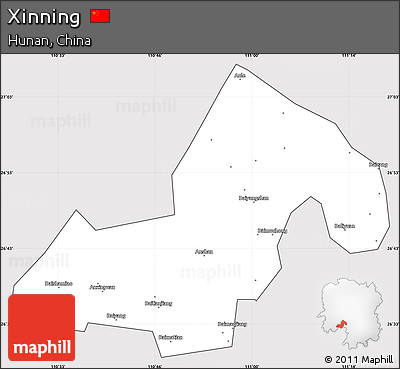 Silver Style Simple Map of Xinning, cropped outside