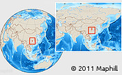 Shaded Relief Location Map of Yongshun, within the entire country