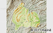 Physical Map of Yongshun, semi-desaturated