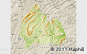 Physical Map of Yongshun, shaded relief outside
