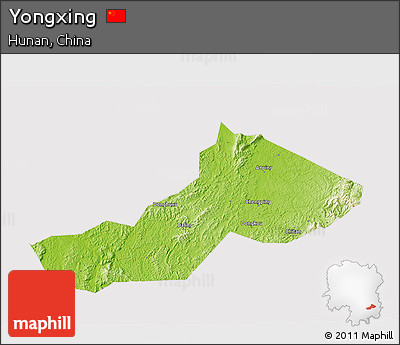 Physical 3D Map of Yongxing, cropped outside
