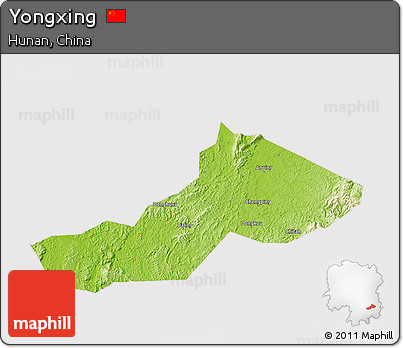 Physical 3D Map of Yongxing, cropped outside