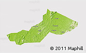 Physical 3D Map of Yongxing, cropped outside