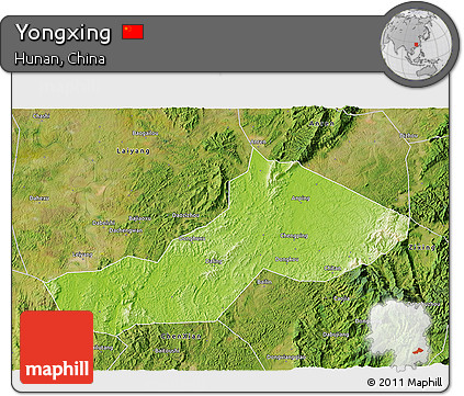 Physical 3D Map of Yongxing, satellite outside