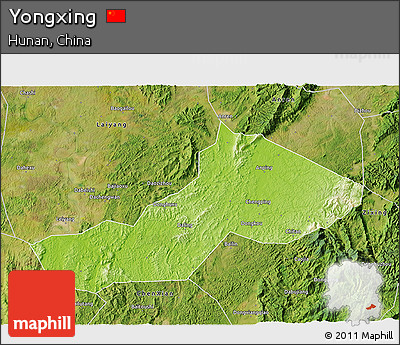Physical 3D Map of Yongxing, satellite outside