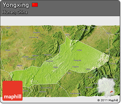 Physical 3D Map of Yongxing, satellite outside