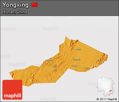 Political 3D Map of Yongxing, cropped outside