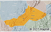 Political 3D Map of Yongxing, lighten, semi-desaturated