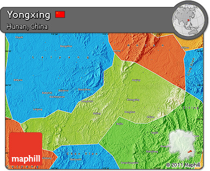 Physical Map of Yongxing, political outside