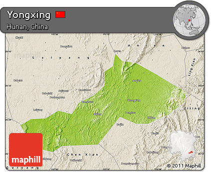 Physical Map of Yongxing, shaded relief outside