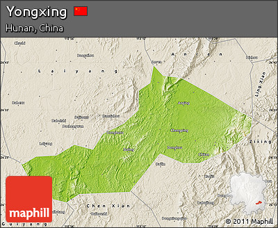 Physical Map of Yongxing, shaded relief outside