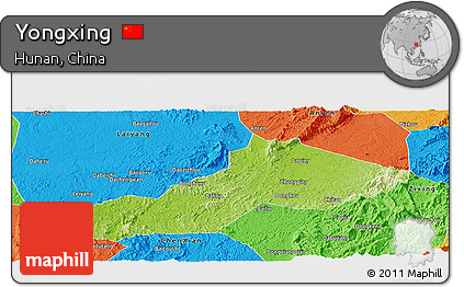 Physical Panoramic Map of Yongxing, political outside