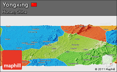 Physical Panoramic Map of Yongxing, political outside