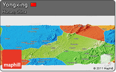 Physical Panoramic Map of Yongxing, political outside