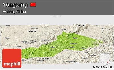 Physical Panoramic Map of Yongxing, shaded relief outside