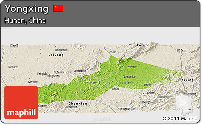 Physical Panoramic Map of Yongxing, shaded relief outside