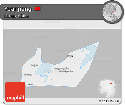 Gray 3D Map of Yuanjiang, single color outside