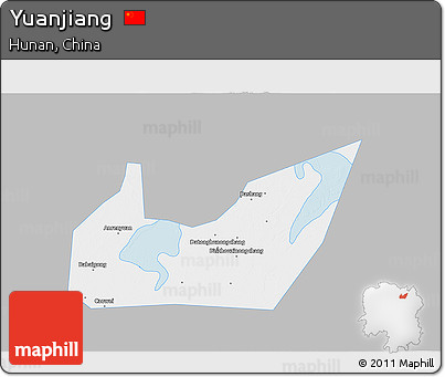Gray 3D Map of Yuanjiang, single color outside