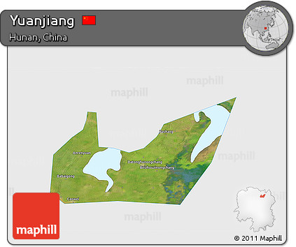 Satellite 3D Map of Yuanjiang, single color outside