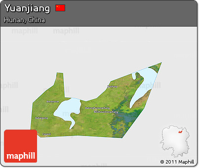 Satellite 3D Map of Yuanjiang, single color outside