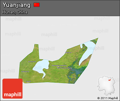 Satellite 3D Map of Yuanjiang, single color outside