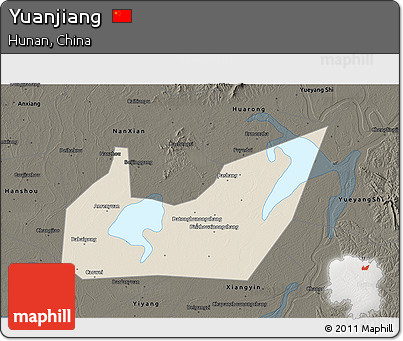 Shaded Relief 3D Map of Yuanjiang, darken