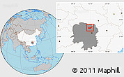 Gray Location Map of Yuanjiang, highlighted country, highlighted parent region